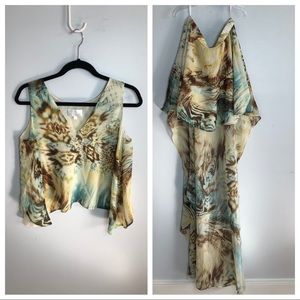 Alexis Animal-Like Asymmetrical Silk Skirt Set S/M